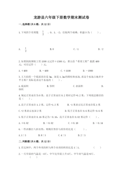 龙游县六年级下册数学期末测试卷（考试直接用）.docx