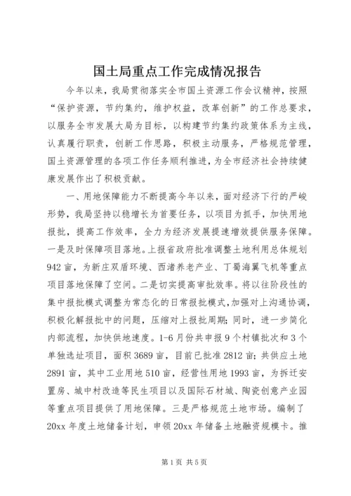 国土局重点工作完成情况报告 (2).docx