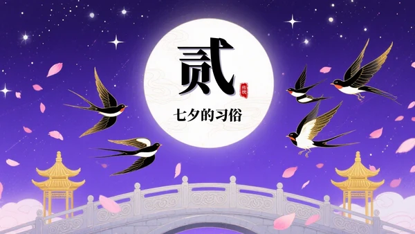 紫色插画风七夕节宣传PPT模板