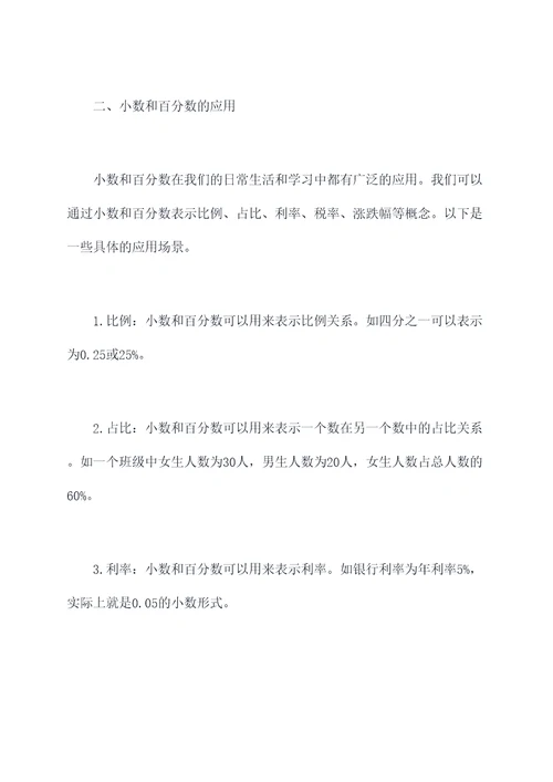 小数百分数的互化知识点