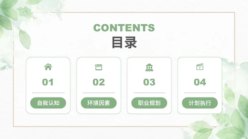 绿色小清新大学生职业生涯规划