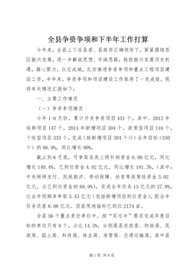 全县争资争项和下半年工作打算.docx