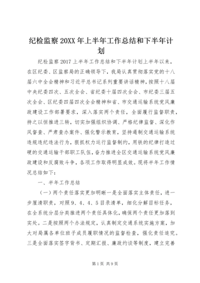 纪检监察20XX年上半年工作总结和下半年计划.docx