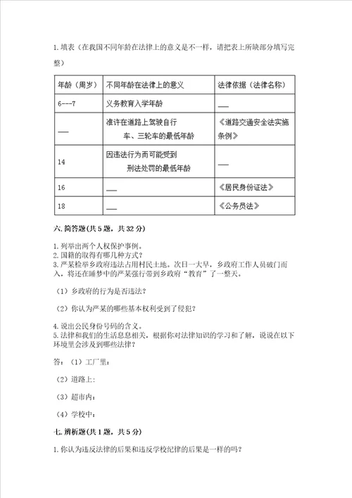 2022部编版六年级上册道德与法治期中测试卷含答案a卷