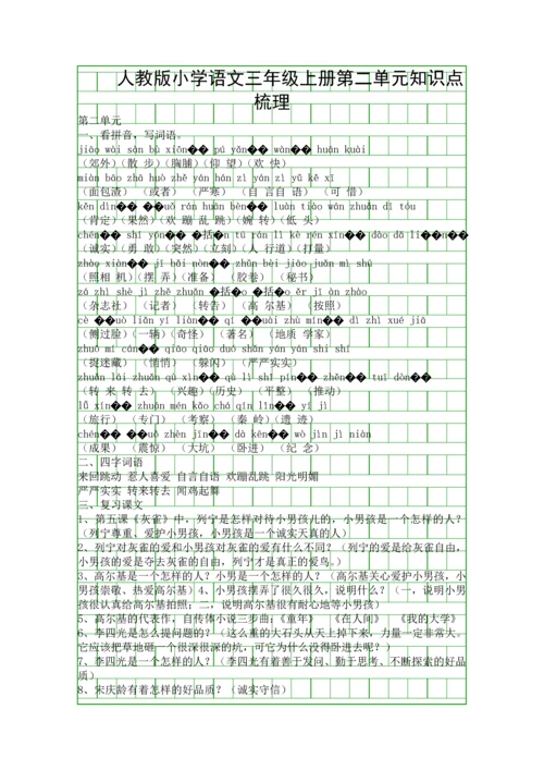 人教版小学语文三年级上册第二单元知识点梳理.docx