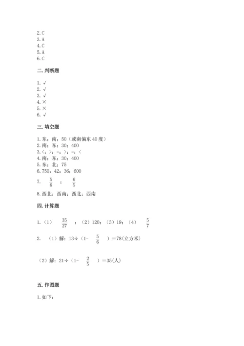 人教版六年级上册数学 期中测试卷（中心小学）.docx