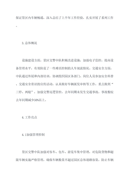 景区交警中队半年总结