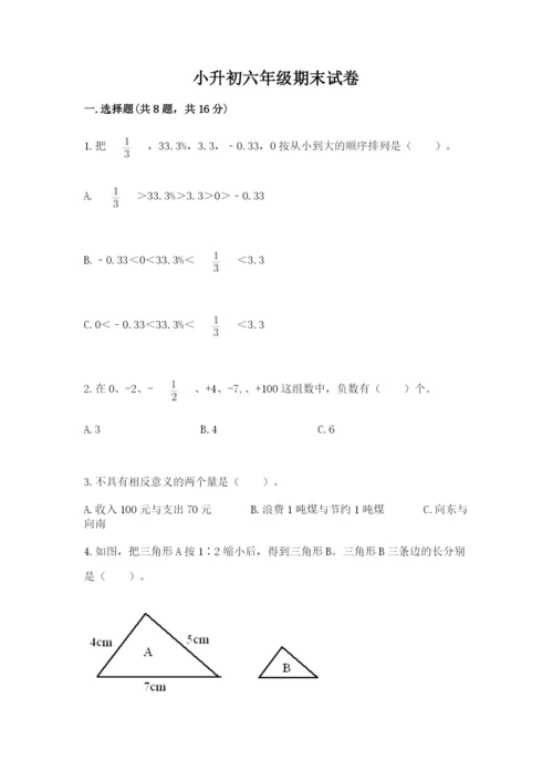 小升初六年级期末试卷【轻巧夺冠】.docx