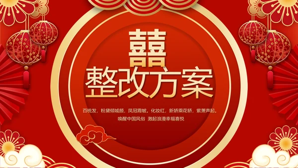 红色喜庆中式婚礼策划宣传PPT动态模板