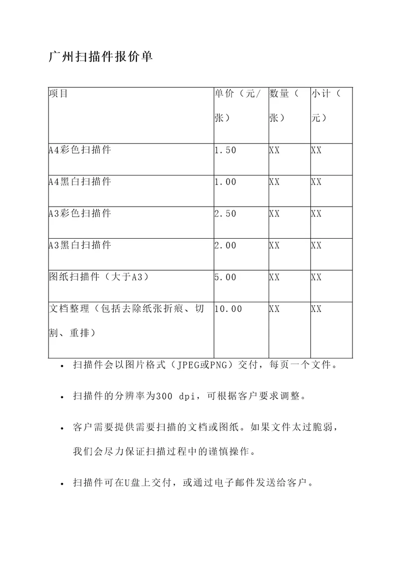 广州扫描件报价单