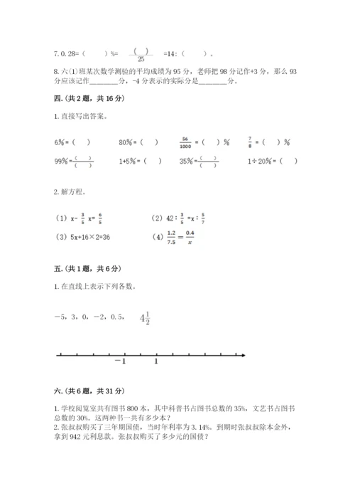 小学六年级下册数学摸底考试题附完整答案（全优）.docx