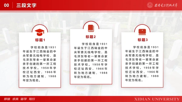 西安电子科技大学毕业论文答辩通用PPT模板