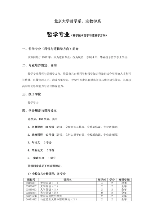 北大本科培养专题方案哲学.docx