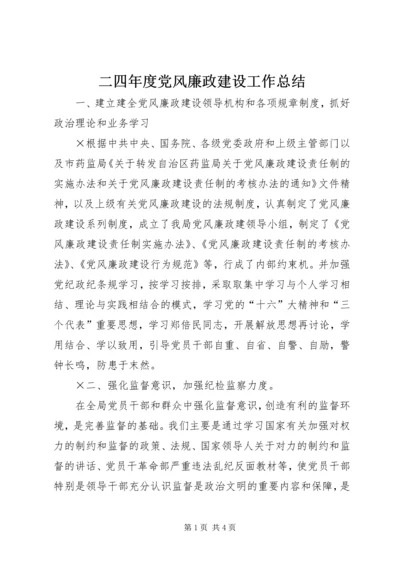 二四年度党风廉政建设工作总结.docx