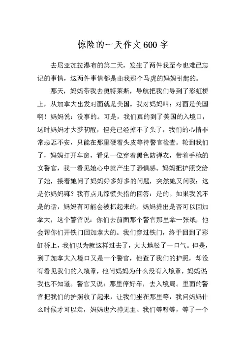惊险的一天作文600字