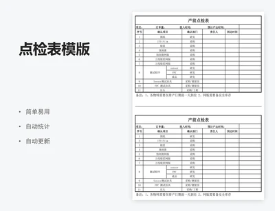 点检表模版