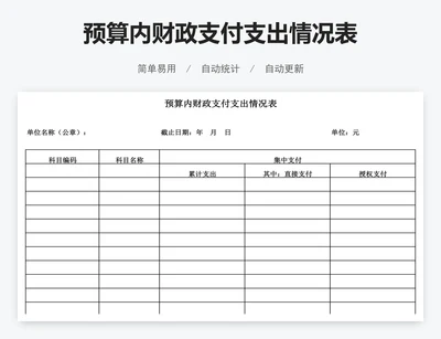 预算内财政支付支出情况表