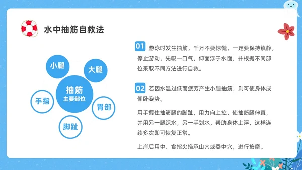 蓝色卡通防溺水主题班会PPT课件防溺水安全教育