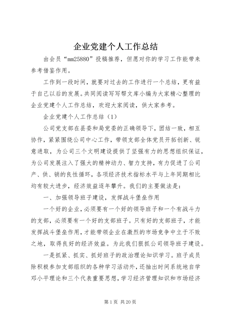 企业党建个人工作总结.docx