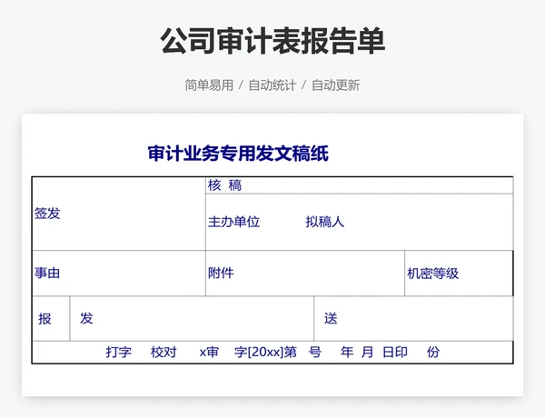 公司审计表报告单