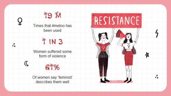 女孩力量卡通人物通用PPT模板