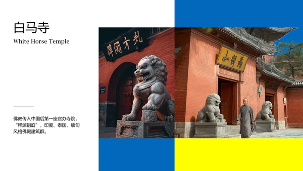 蓝黄色国风新中式洛阳旅游攻略