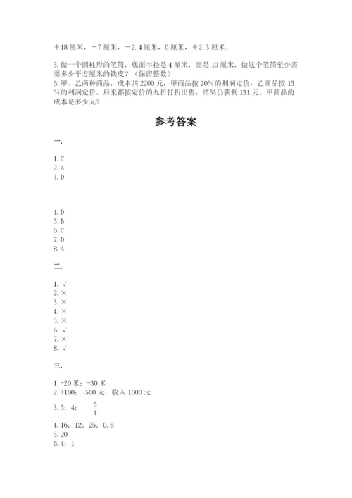 小升初数学综合模拟试卷附完整答案（典优）.docx