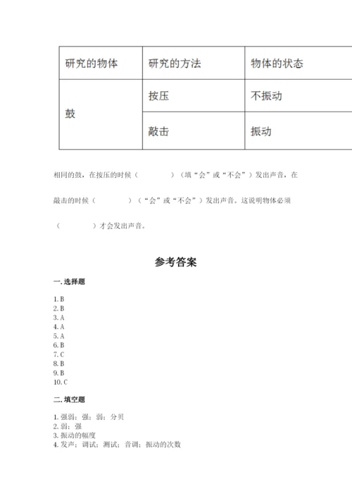 教科版科学四年级上册第一单元《声音》测试卷含完整答案（名师系列）.docx