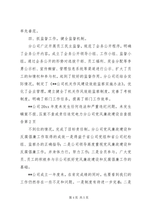 电力分公司党风廉政建设自查报告 (5).docx