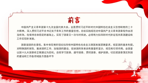 红色党建简约风学团章守纪律PPT模板党课