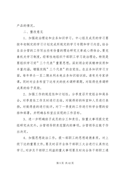 第一篇：市水利局党组领导班子民主生活会对照检查材料.docx