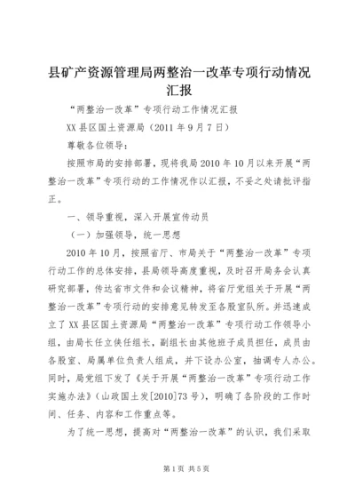 县矿产资源管理局两整治一改革专项行动情况汇报 (2).docx