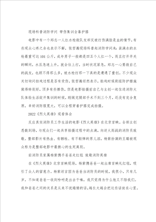 2022烈火英雄的优秀观后感心得精选