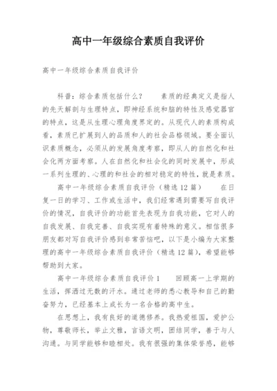 高中一年级综合素质自我评价.docx
