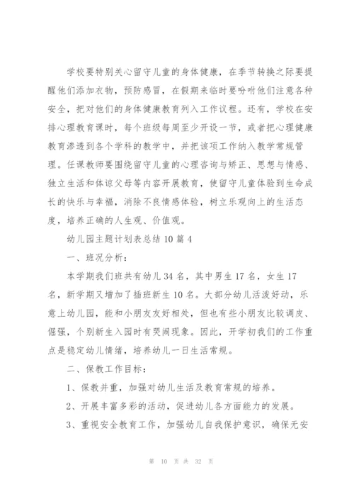 幼儿园主题计划表总结10篇.docx