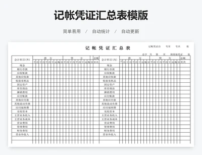 记帐凭证汇总表模版