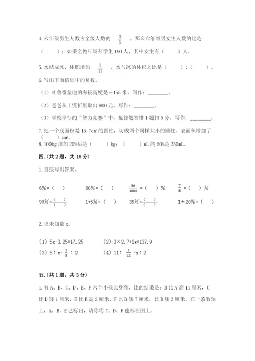 小学六年级下册数学摸底考试题精品【精选题】.docx