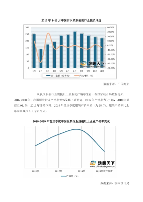 我国服装行业产销量、出口金额及利润均下降.docx