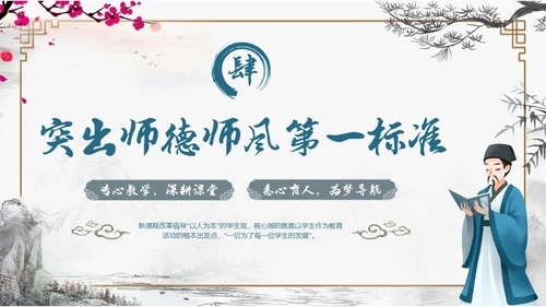 古风边框教师基本功主题培训会PPT教师培训