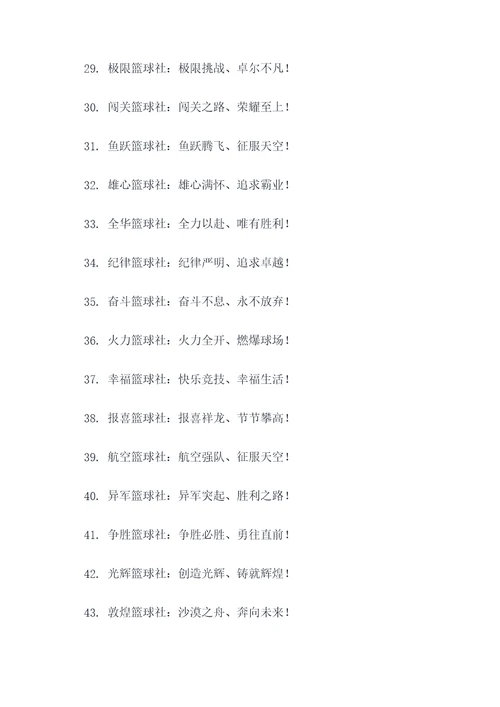 篮球社团名字及口号简短