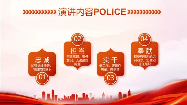 红色大气人民公安警察工作总结PPT