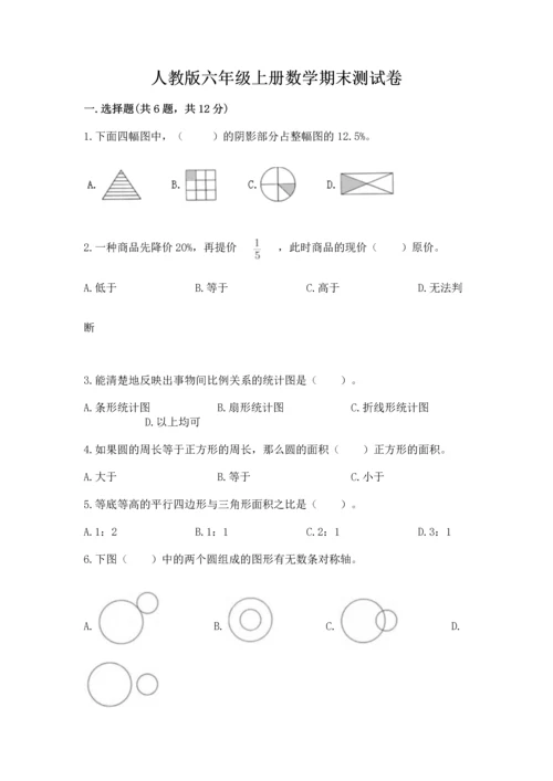 人教版六年级上册数学期末测试卷（精选题）word版.docx