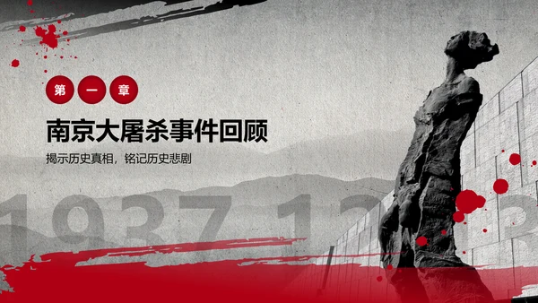 红色党政风国家公祭日——铭记历史，勿忘国耻PPT模板