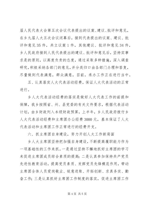 乡人大主席团半年工作总结.docx