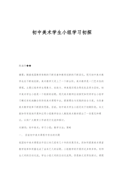 初中美术学生小组学习初探.docx