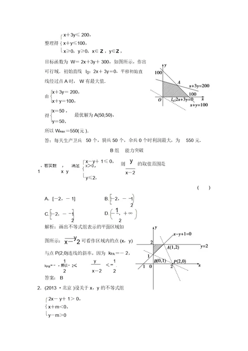 高考领航新一轮数学理科总复习基础盘点AB演练6.3二元一次不等式(组)与简单的线性规划问题(含答案详析)