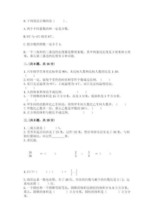 苏教版六年级数学小升初试卷附完整答案（名师系列）.docx