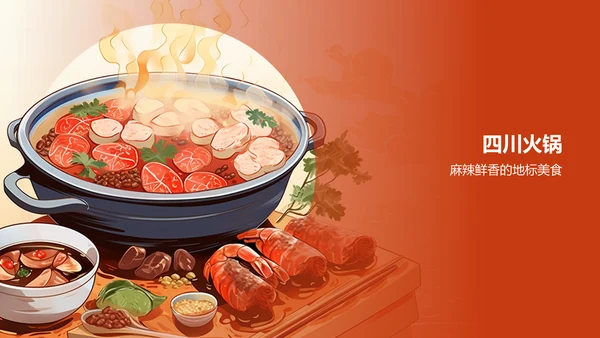 红色插画家乡美食介绍PPT模板