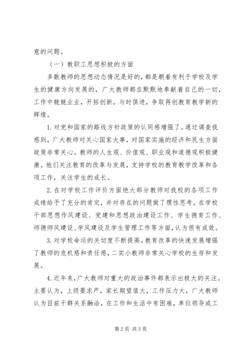 固镇二实小教职工思想状况调研报告[小编整理].docx