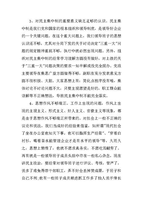 领导班子党性分析报告(公司集团版)